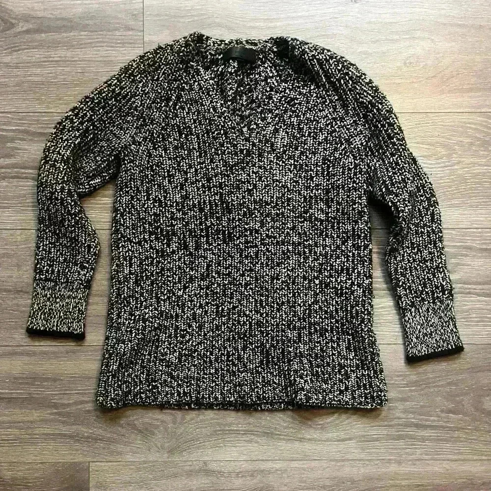 Rag & bone denim Black White V Neck Long Sleeve Sweater Size XXS
